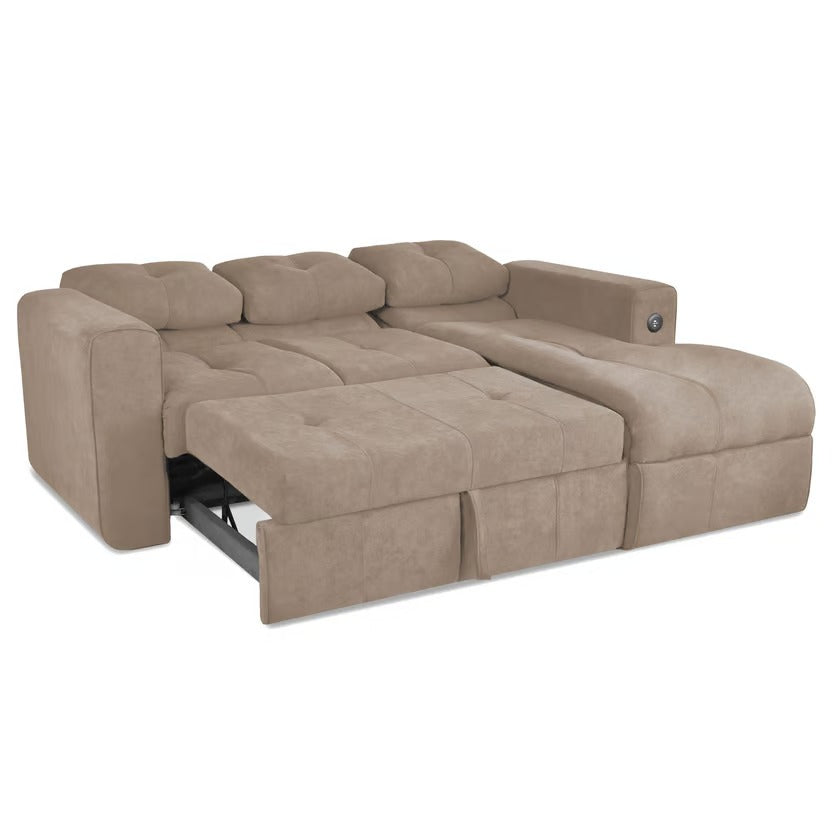 Sofá cama rinconero bourbon microfibra camel