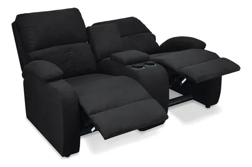 SOFA RECLINABLE AMBER 2P CONSOLA MICROFIBRA NEGRO