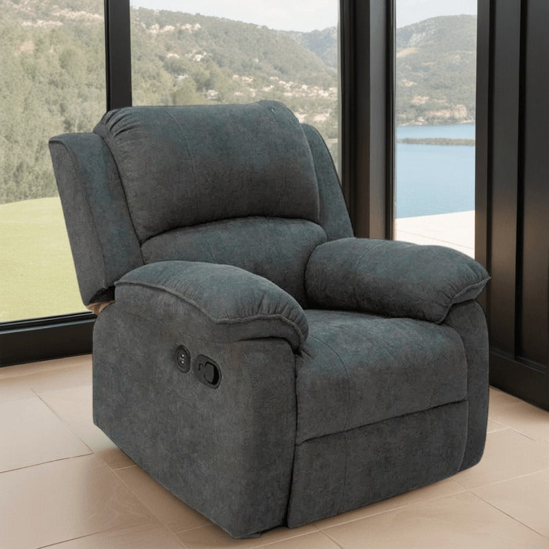 Silla reclinable mecedora brooklyn microfibra gris plomo