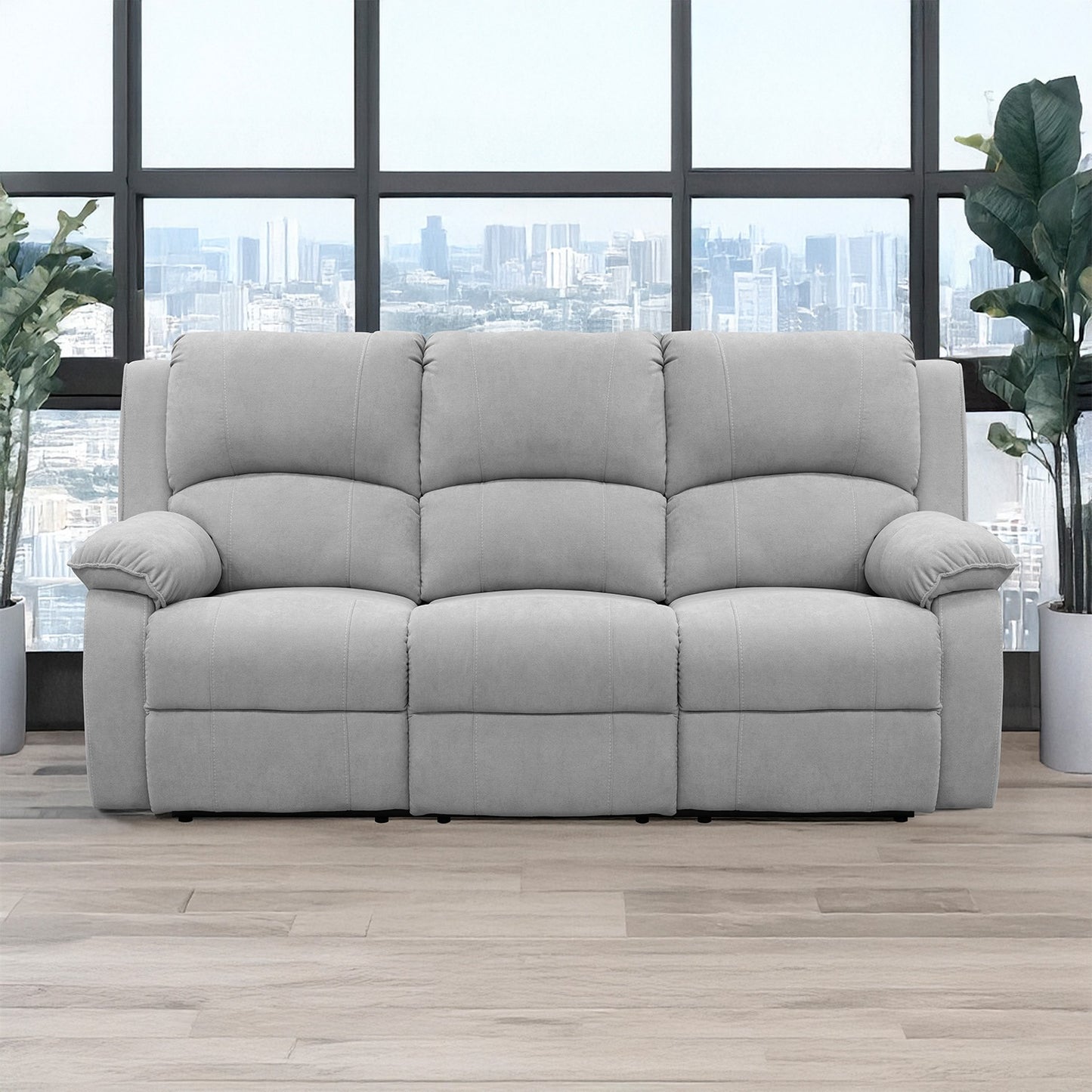 SOFA REC BROOKLYN 3 PTOS ESTATICO USB MICROFIBRA PLATA