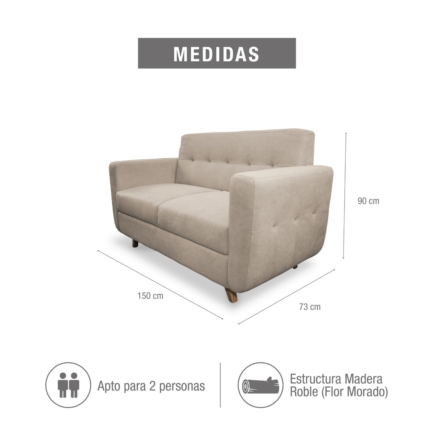 SOFÁ 2 PUESTOS WALCOT MICROFIBRA CAMEL