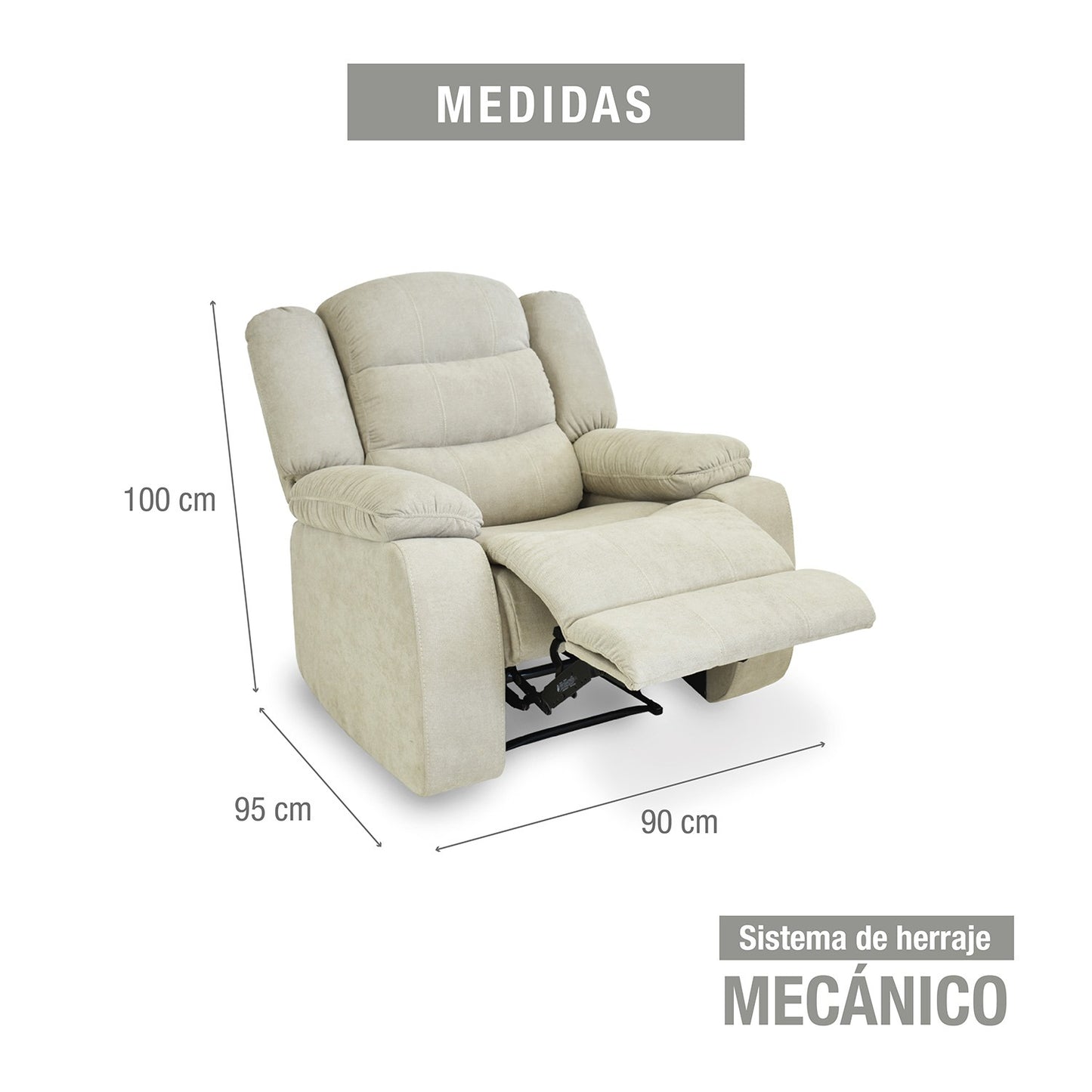 SILLA RECLINABLE GRAND ESTATICA 1 PUESTO MICROFIBRA CAMEL