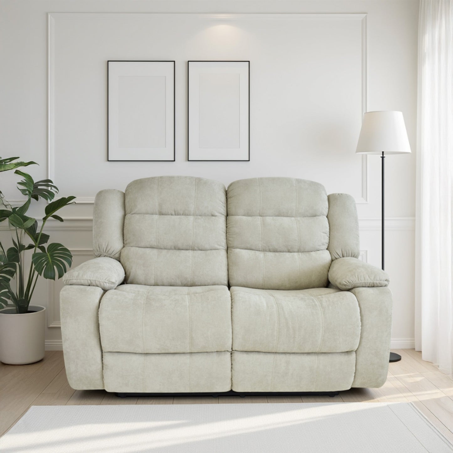 SOFA RECLINABLE GRAND 2 PUESTOS MICROFIBRA CAMEL