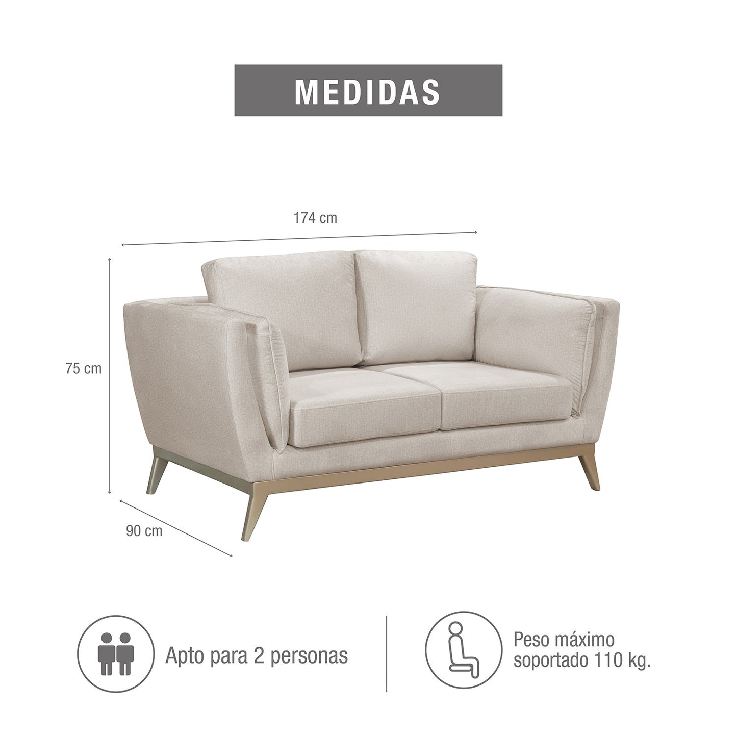 SOFÁ 2 PUESTOS VALENCIA MICROFIBRA MARMOL