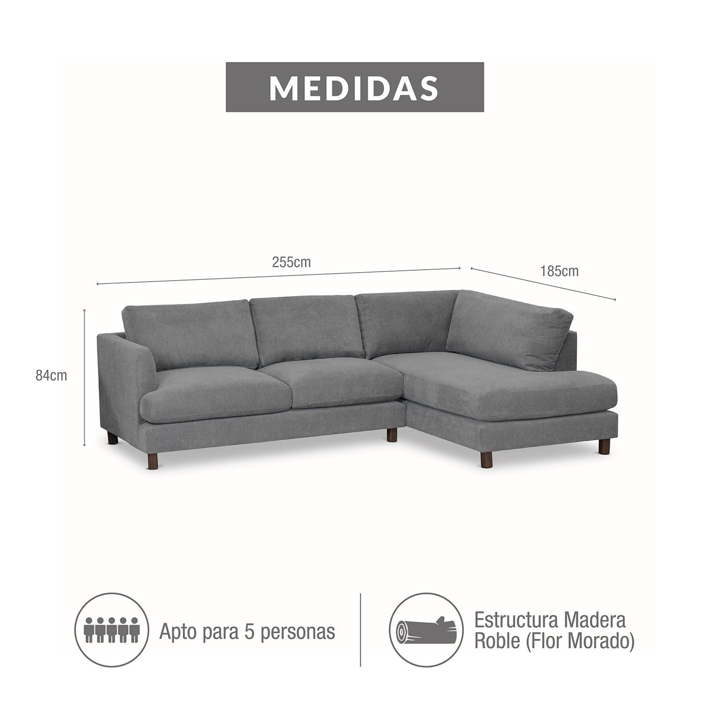 SALA RINCONERA SHELLY DERECHA KAZAN GRIS PLOMO
