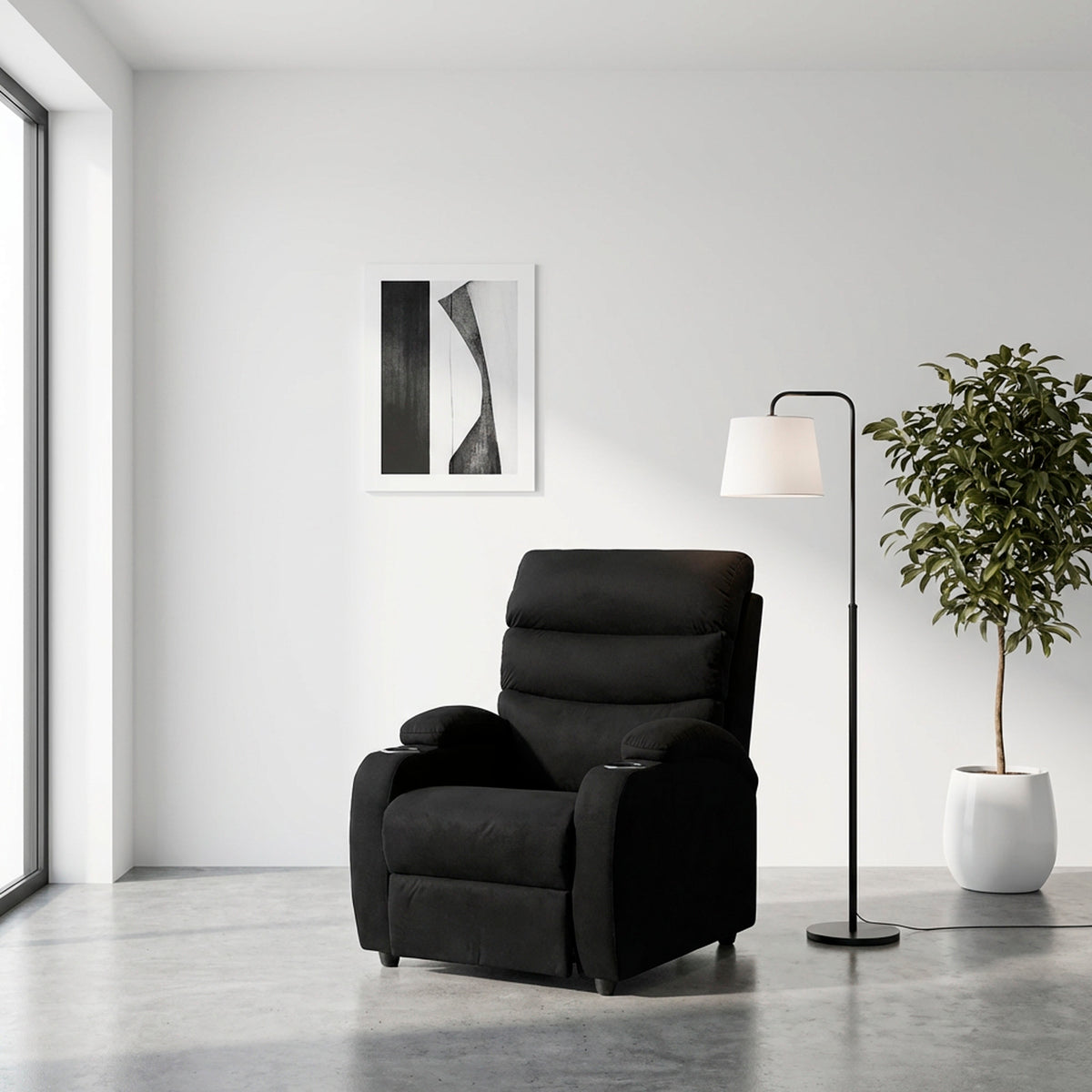 Silla reclinable trevi 1 puesto microfibra NEGRO