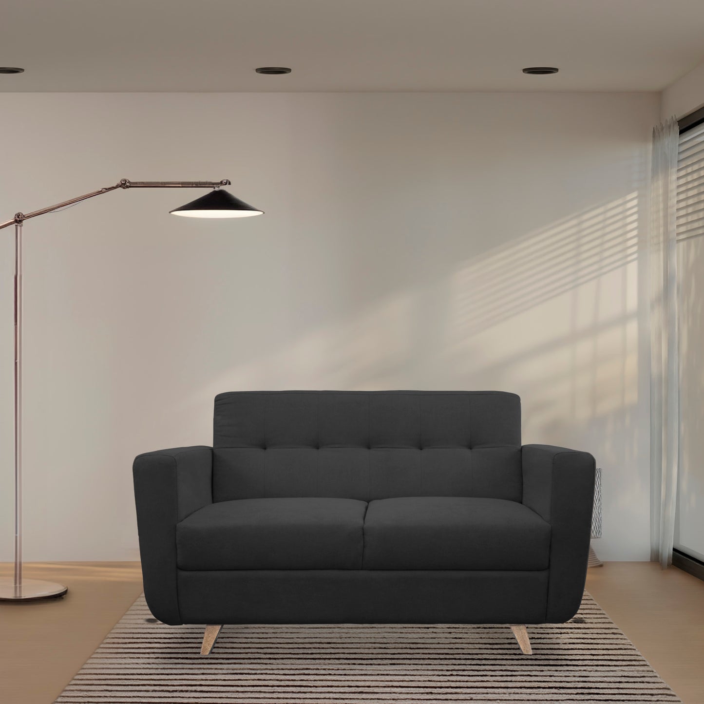 SOFÁ 2 PUESTOS WALCOT MICROFIBRA GRIS PLOMO