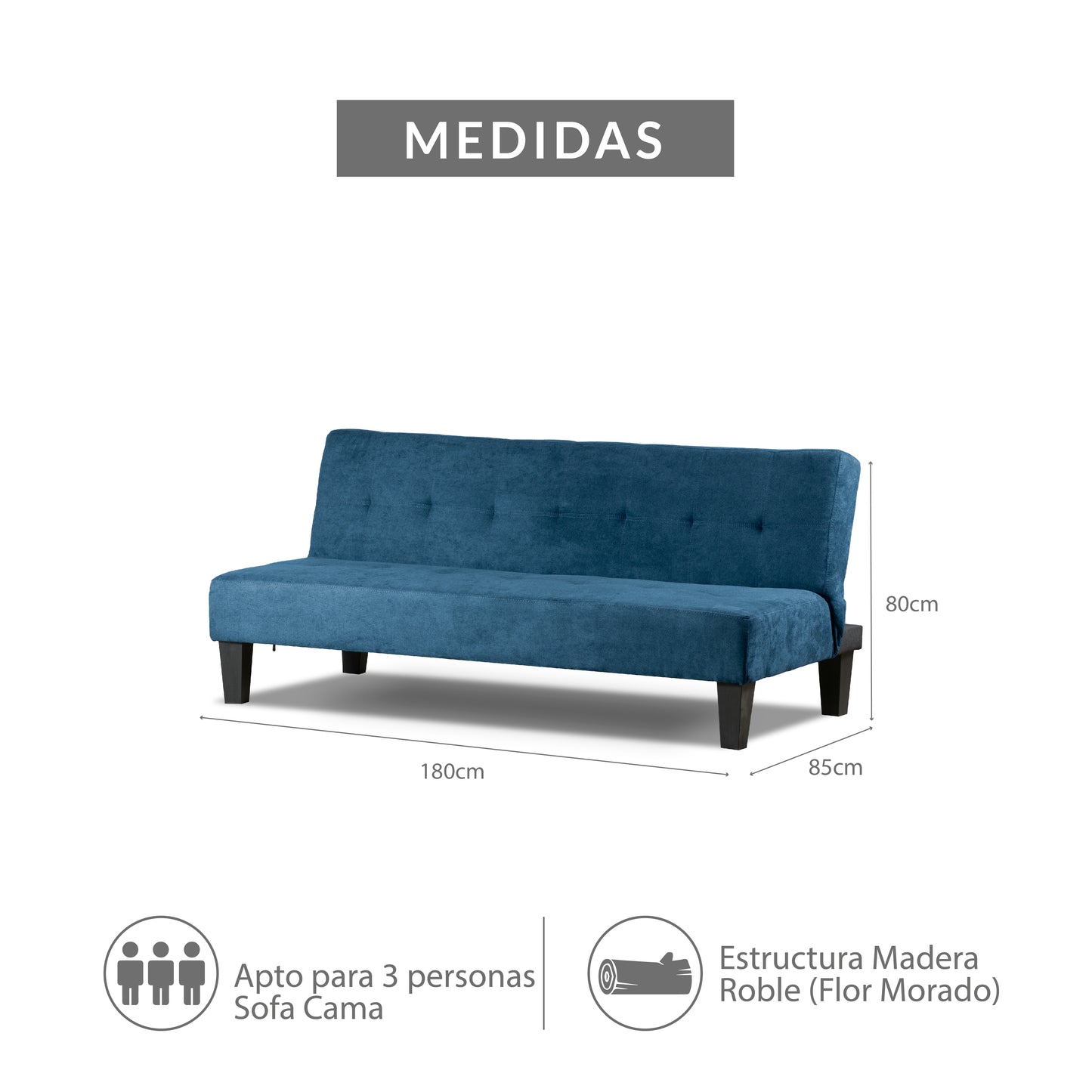 SOFA CAMA ALEK MICROFIBRA AZUL