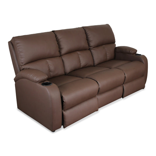 SOFA RECLINABLE AMBER 3 PUESTOS  SINTETICO CHOCOLATE