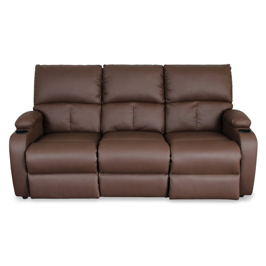 SOFA RECLINABLE AMBER 3 PUESTOS  SINTETICO CHOCOLATE