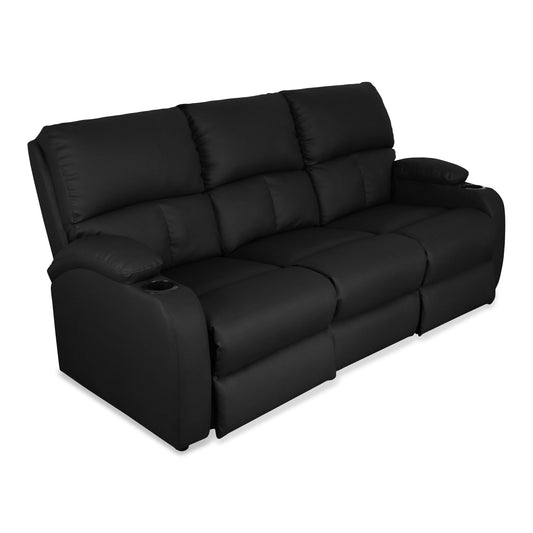 SOFA RECLINABLE AMBER 3 PUESTOS  SINTETICO NEGRO