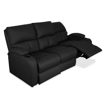 SOFA RECLINABLE AMBER 3 PUESTOS  SINTETICO NEGRO