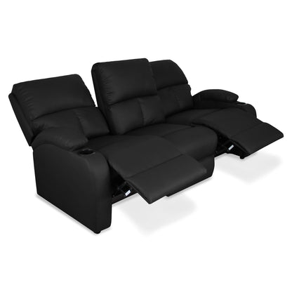 SOFA RECLINABLE AMBER 3 PUESTOS  SINTETICO NEGRO