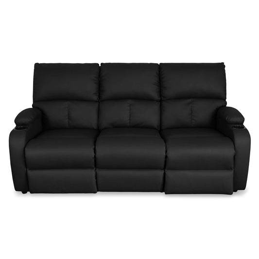 SOFA RECLINABLE AMBER 3 PUESTOS  SINTETICO NEGRO