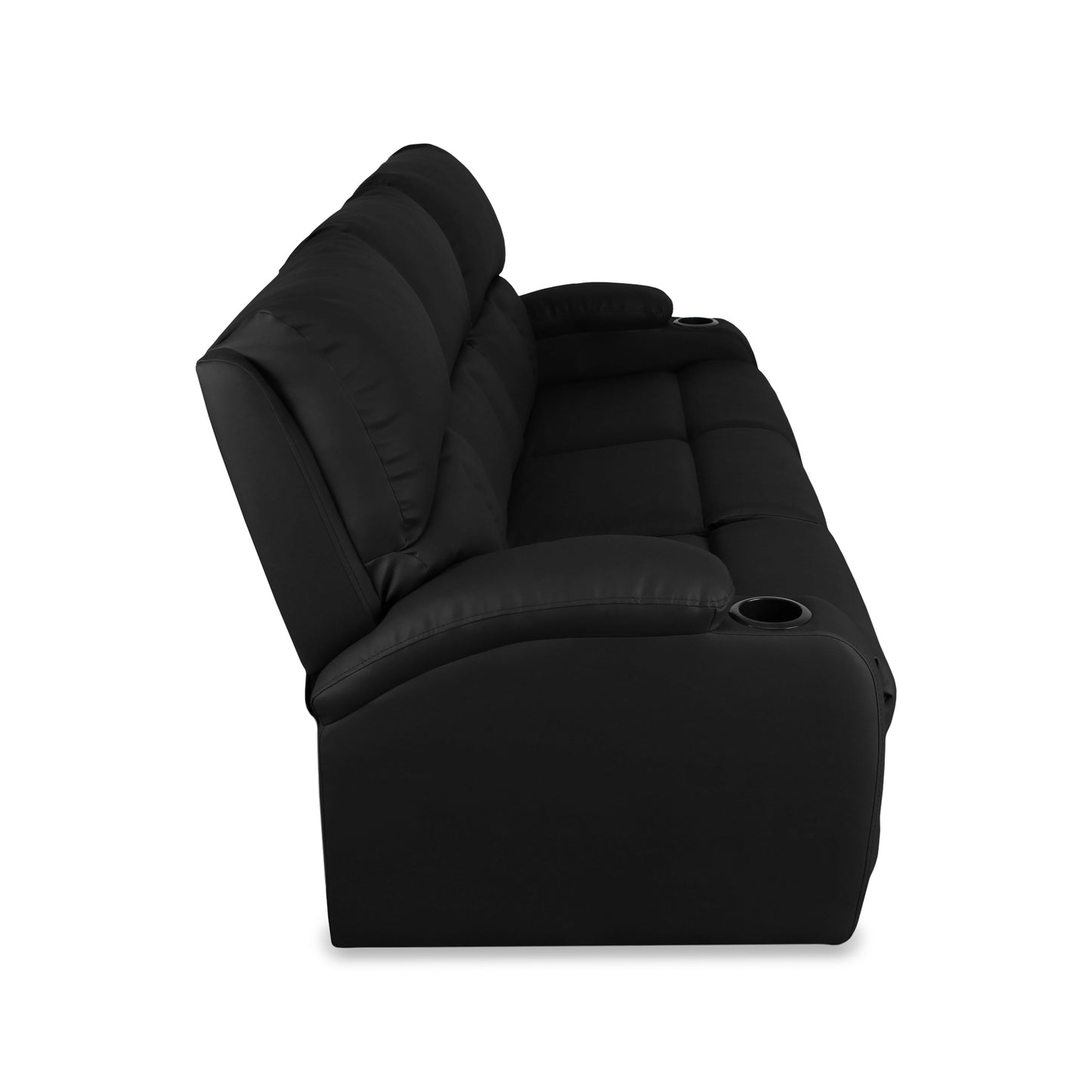 SOFA RECLINABLE AMBER 3 PUESTOS  SINTETICO NEGRO