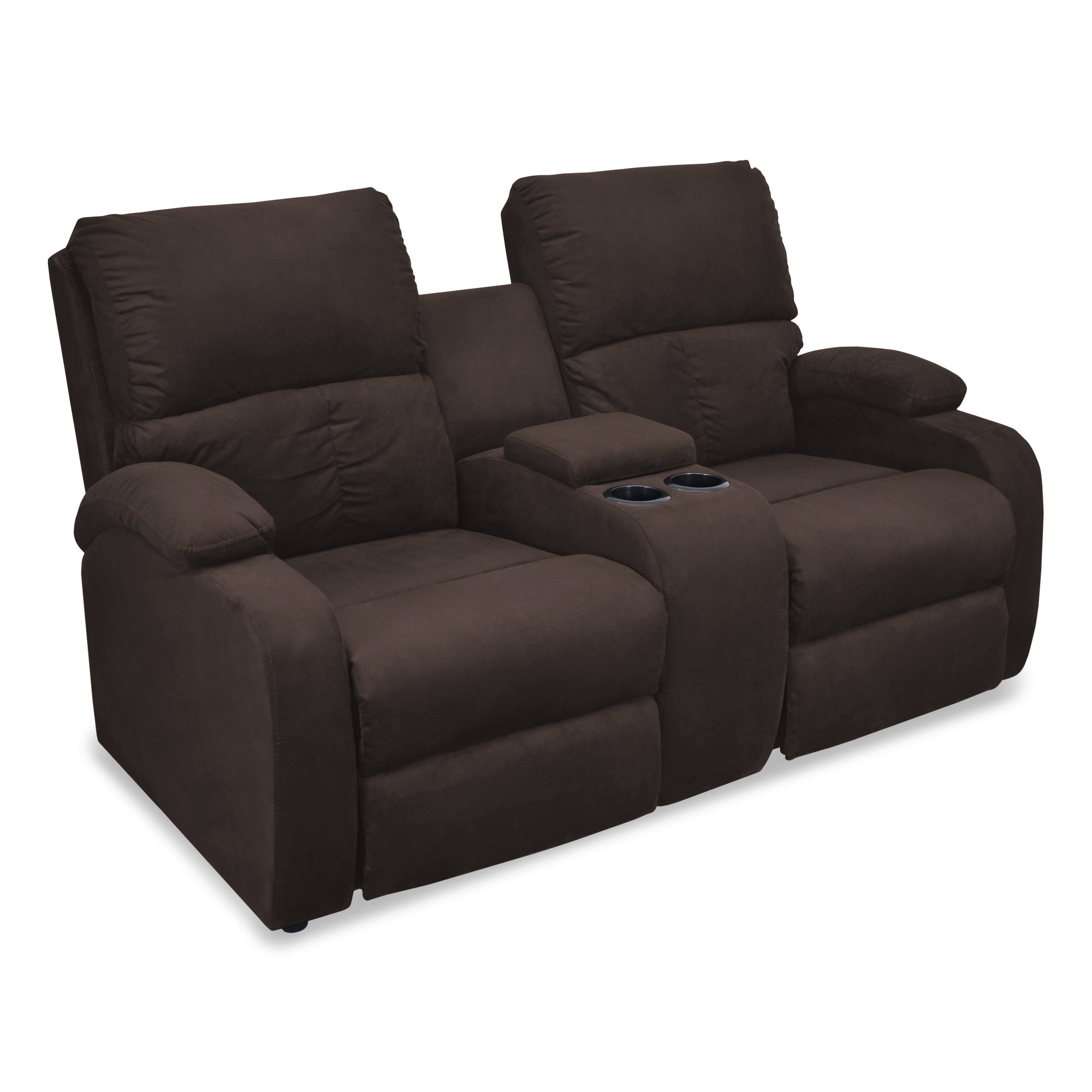 Sofa reclinable amber 2p consola microfibra chocolate