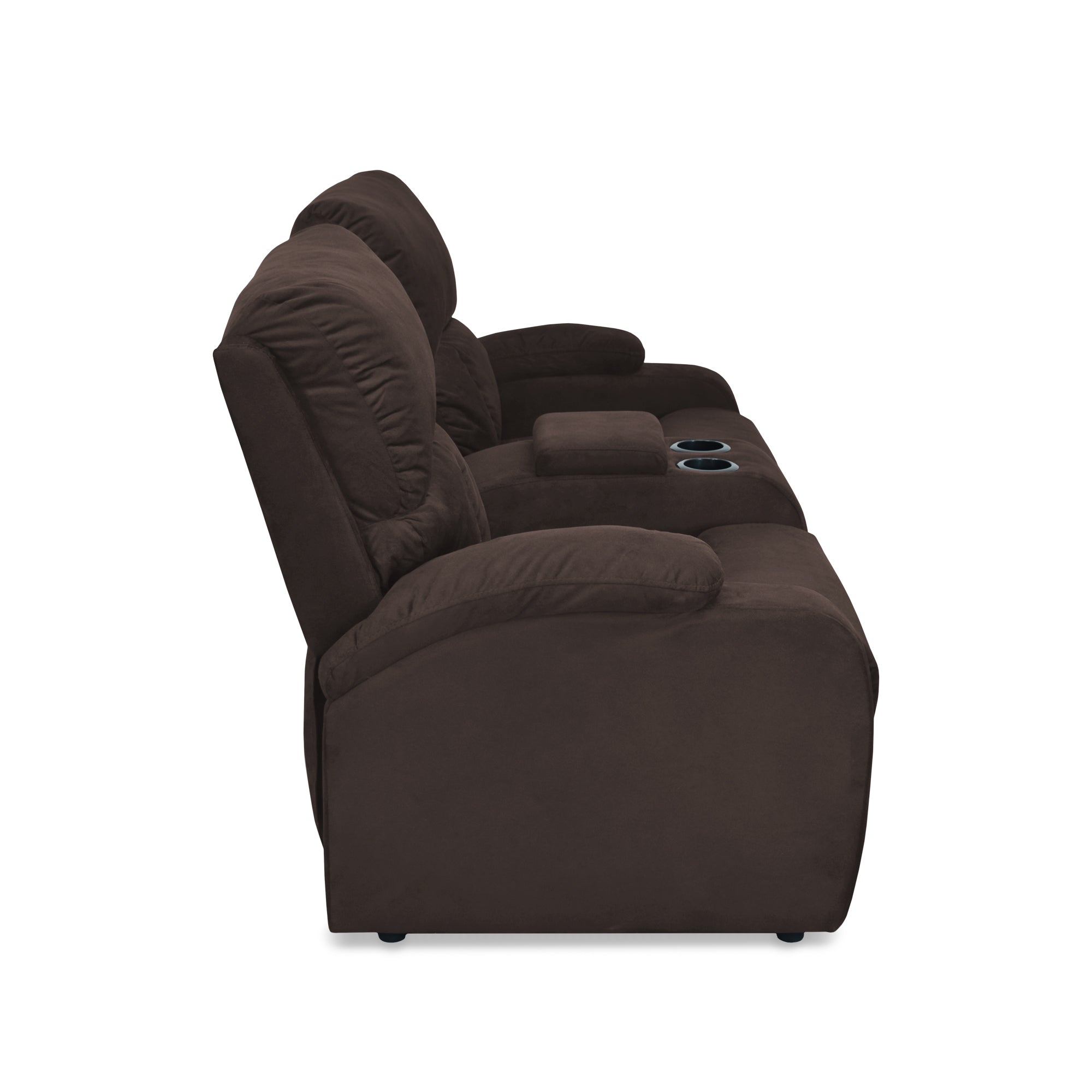 Sofa reclinable amber 2p consola microfibra chocolate
