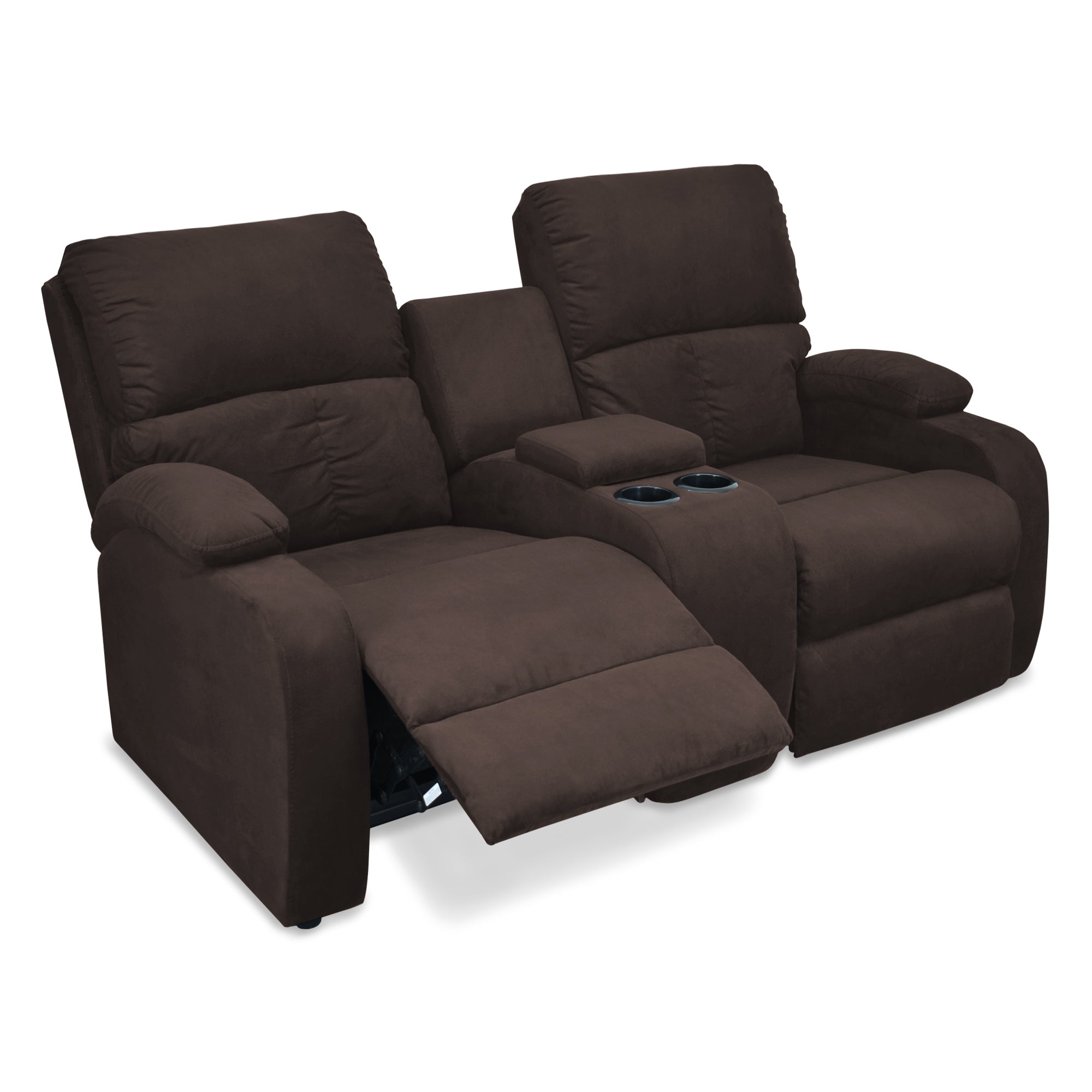 Sofa reclinable amber 2p consola microfibra chocolate