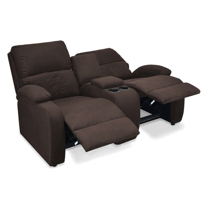 SOFA RECLINABLE AMBER  2P CONSOLA MICROFIBRA CHOCOLATE