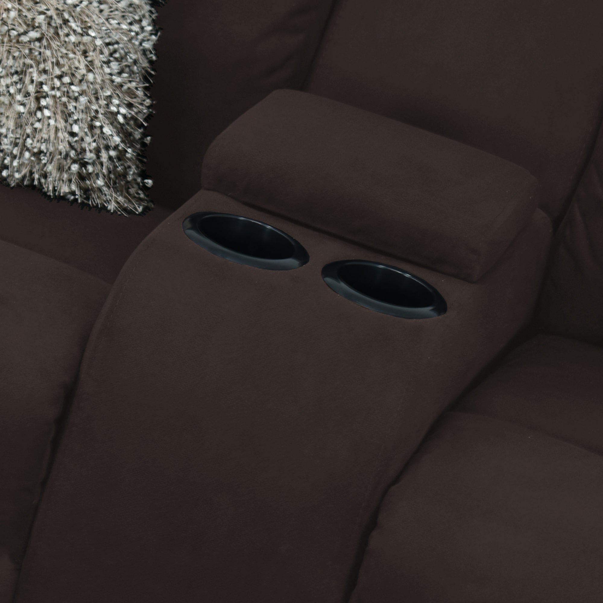 Sofa reclinable amber 2p consola microfibra chocolate