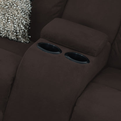 SOFA RECLINABLE AMBER  2P CONSOLA MICROFIBRA CHOCOLATE