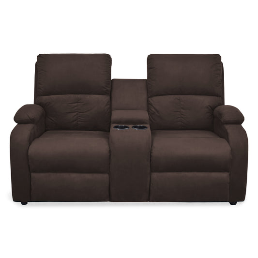 SOFA RECLINABLE AMBER  2P CONSOLA MICROFIBRA CHOCOLATE