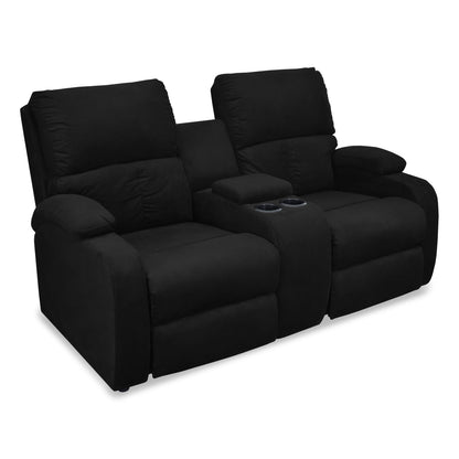 SOFA RECLINABLE AMBER  2P CONSOLA MICROFIBRA NEGRO