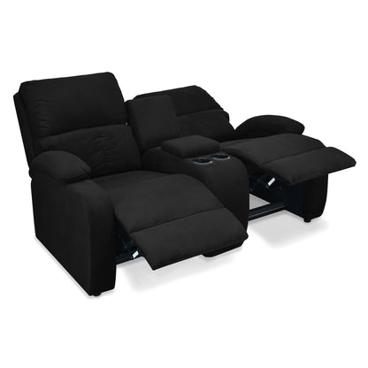 SOFA RECLINABLE AMBER  2P CONSOLA MICROFIBRA NEGRO