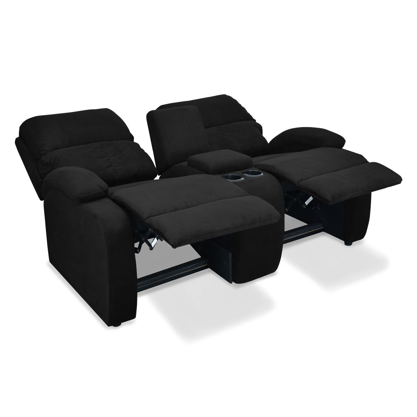 SOFA RECLINABLE AMBER  2P CONSOLA MICROFIBRA NEGRO