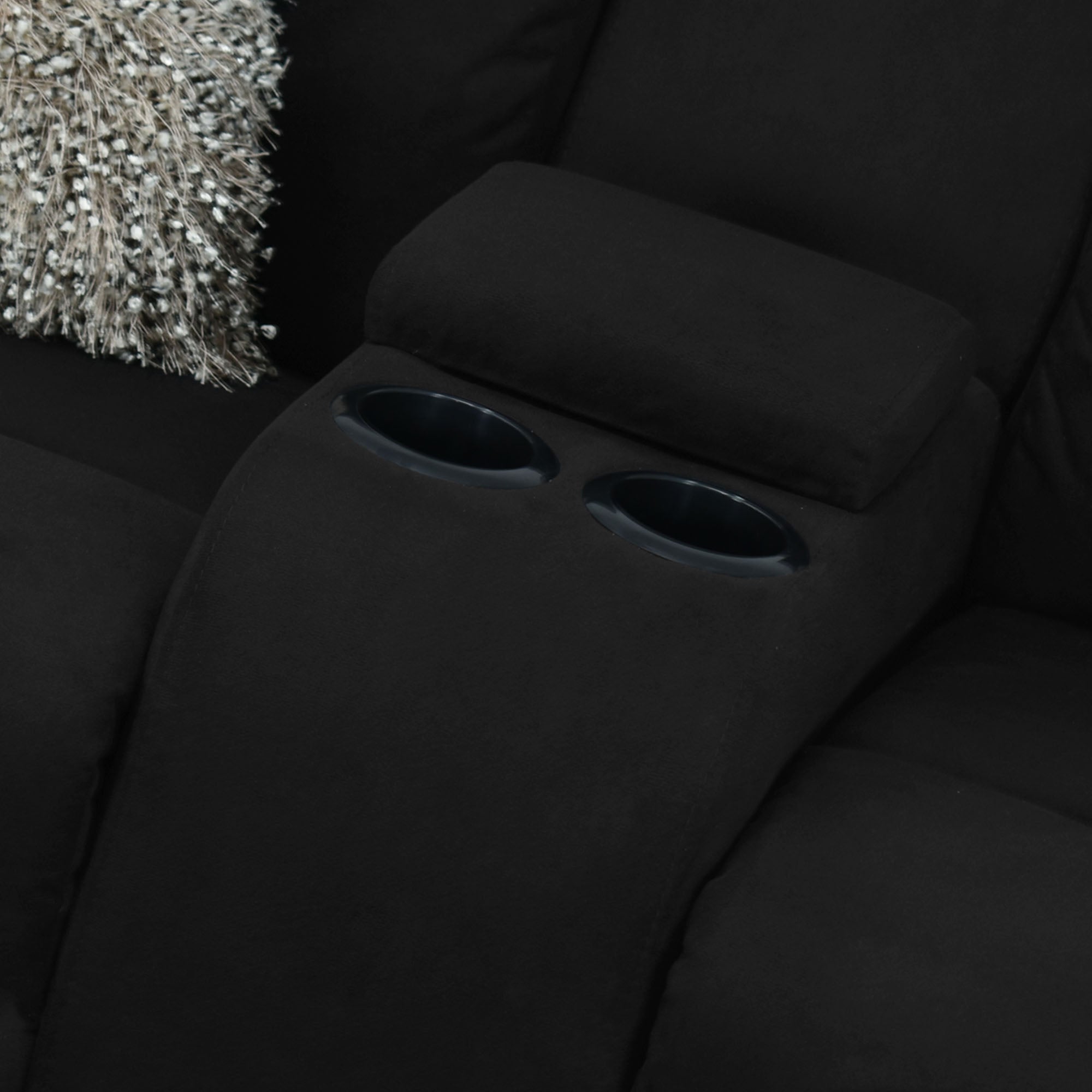 Sofa reclinable amber 2p consola microfibra negro