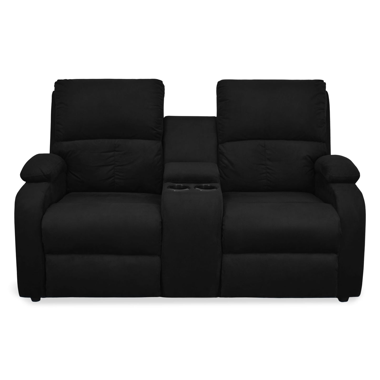 SOFA RECLINABLE AMBER  2P CONSOLA MICROFIBRA NEGRO