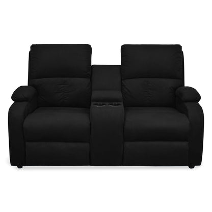 SOFA RECLINABLE AMBER  2P CONSOLA MICROFIBRA NEGRO