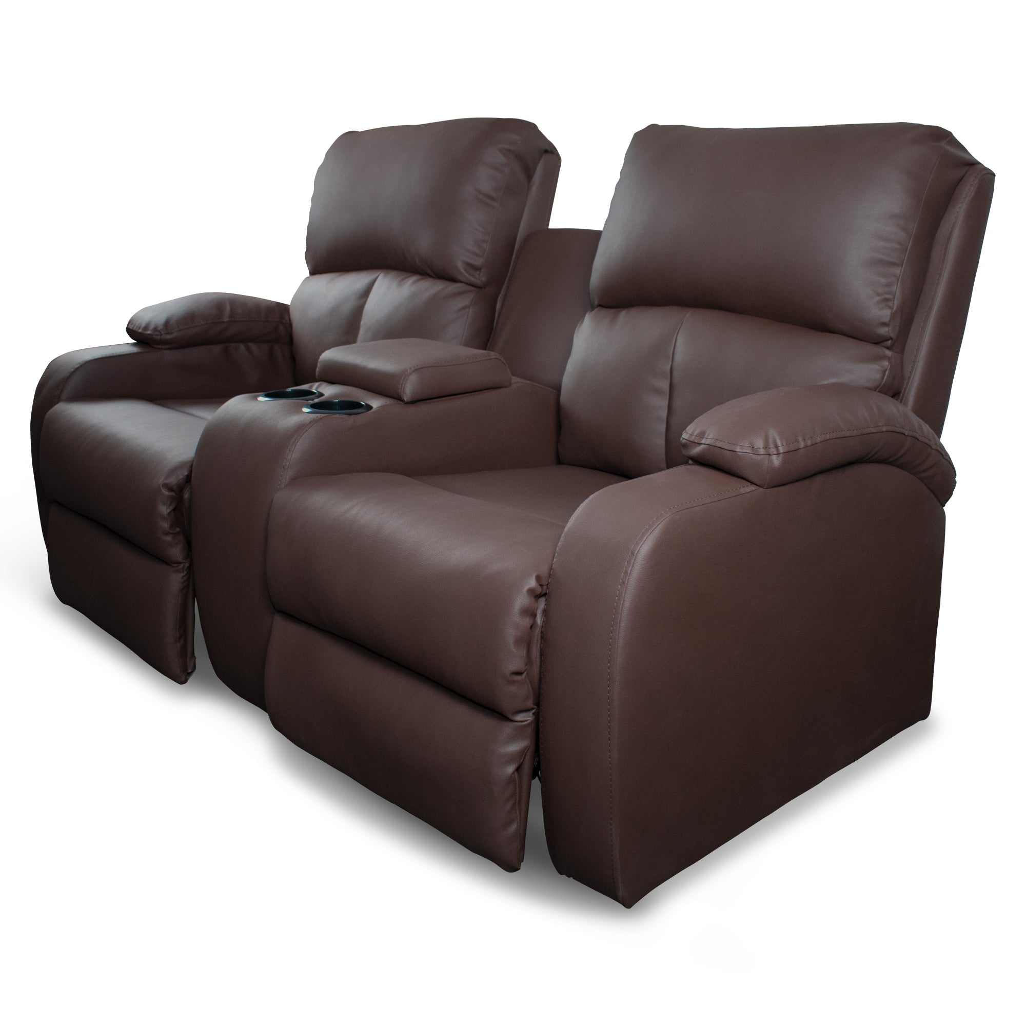 Sofa reclinable amber 2p consola sintetico chocolate