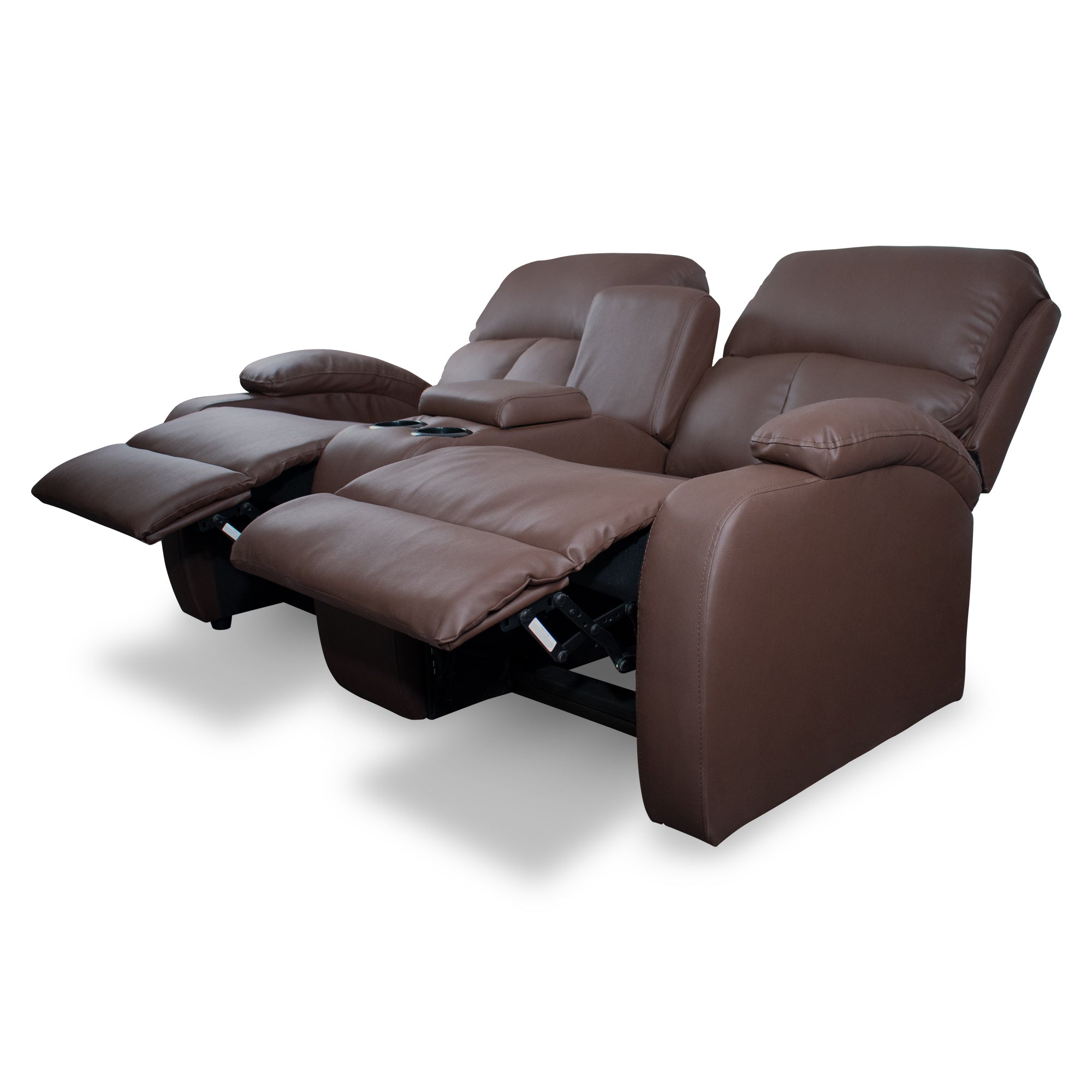 Sofa reclinable amber 2p consola sintetico chocolate