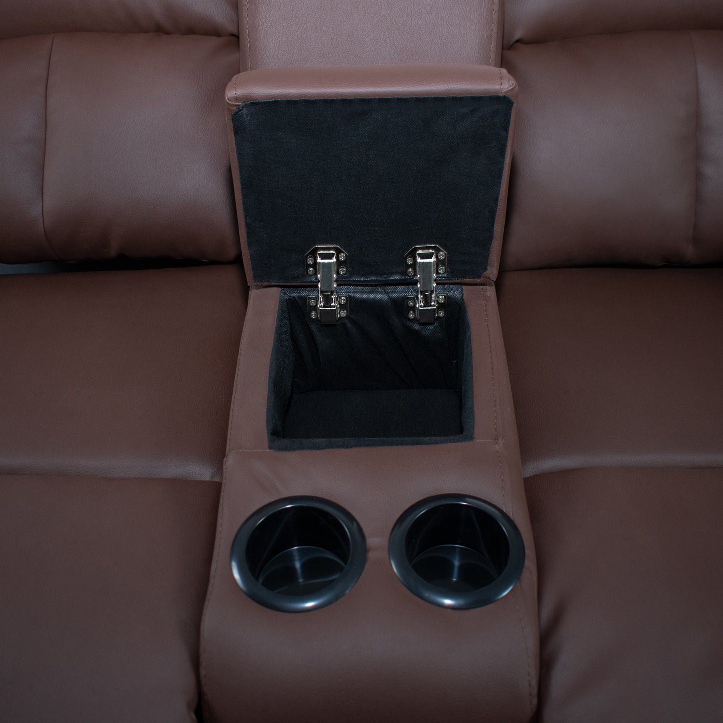 SOFA RECLINABLE AMBER  2P CONSOLA SINTETICO CHOCOLATE