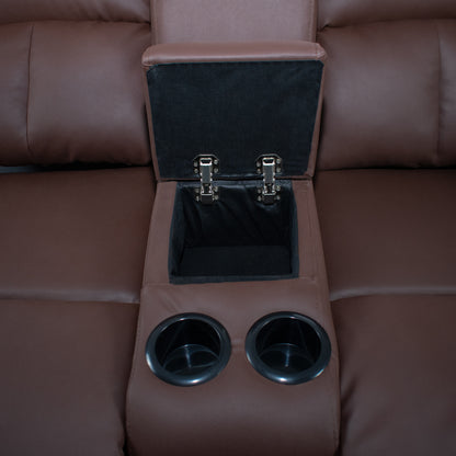 SOFA RECLINABLE AMBER  2P CONSOLA SINTETICO CHOCOLATE