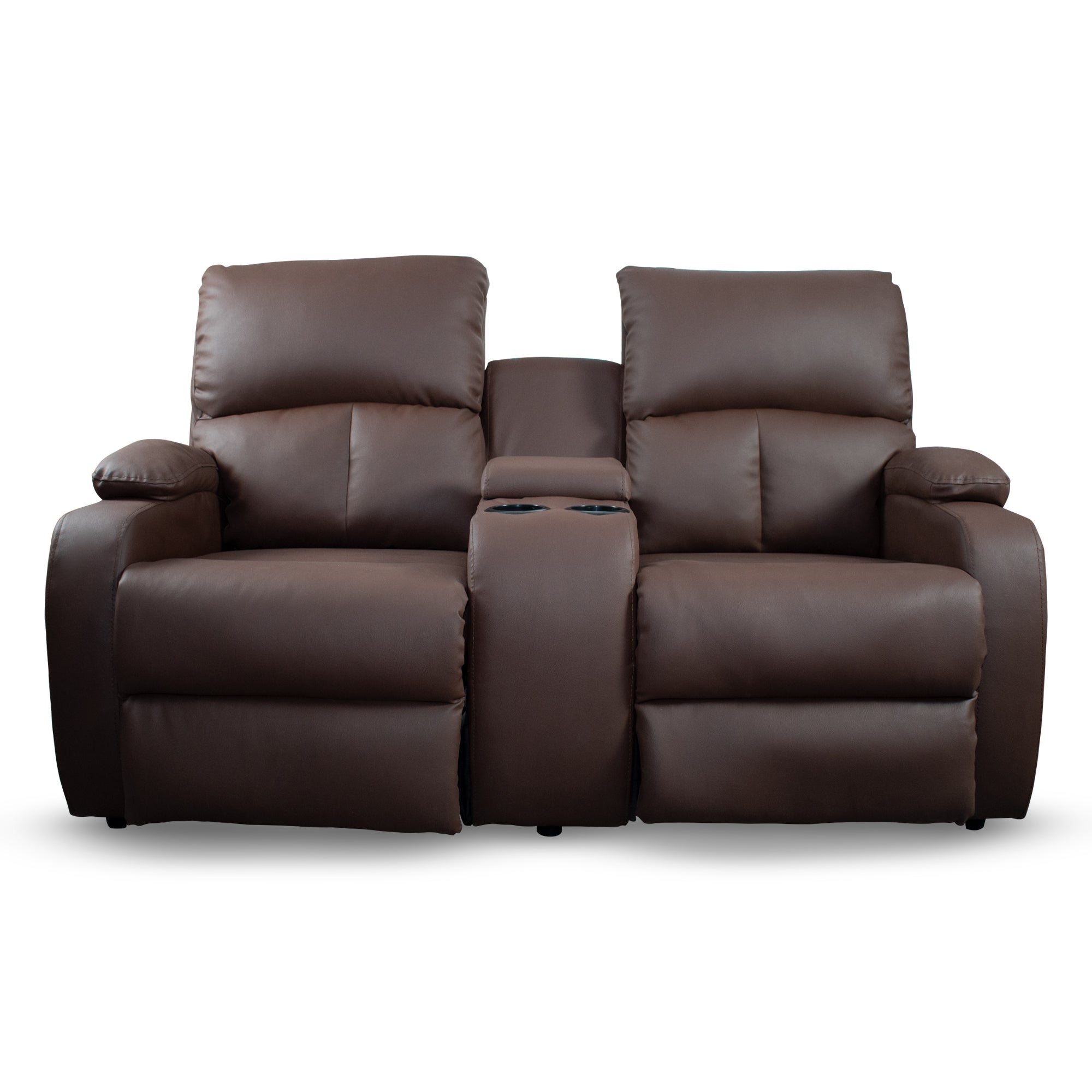 Sofa reclinable amber 2p consola sintetico chocolate
