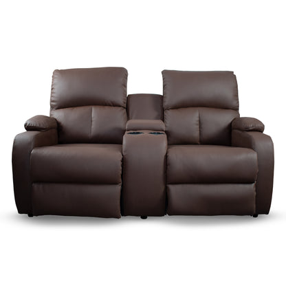 SOFA RECLINABLE AMBER  2P CONSOLA SINTETICO CHOCOLATE