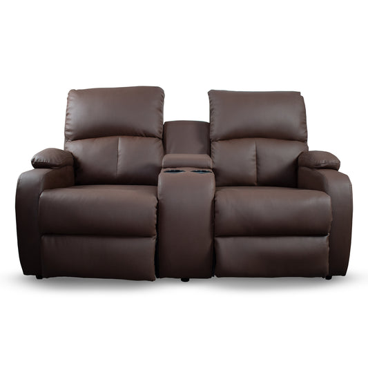 SOFA RECLINABLE AMBER  2P CONSOLA SINTETICO CHOCOLATE
