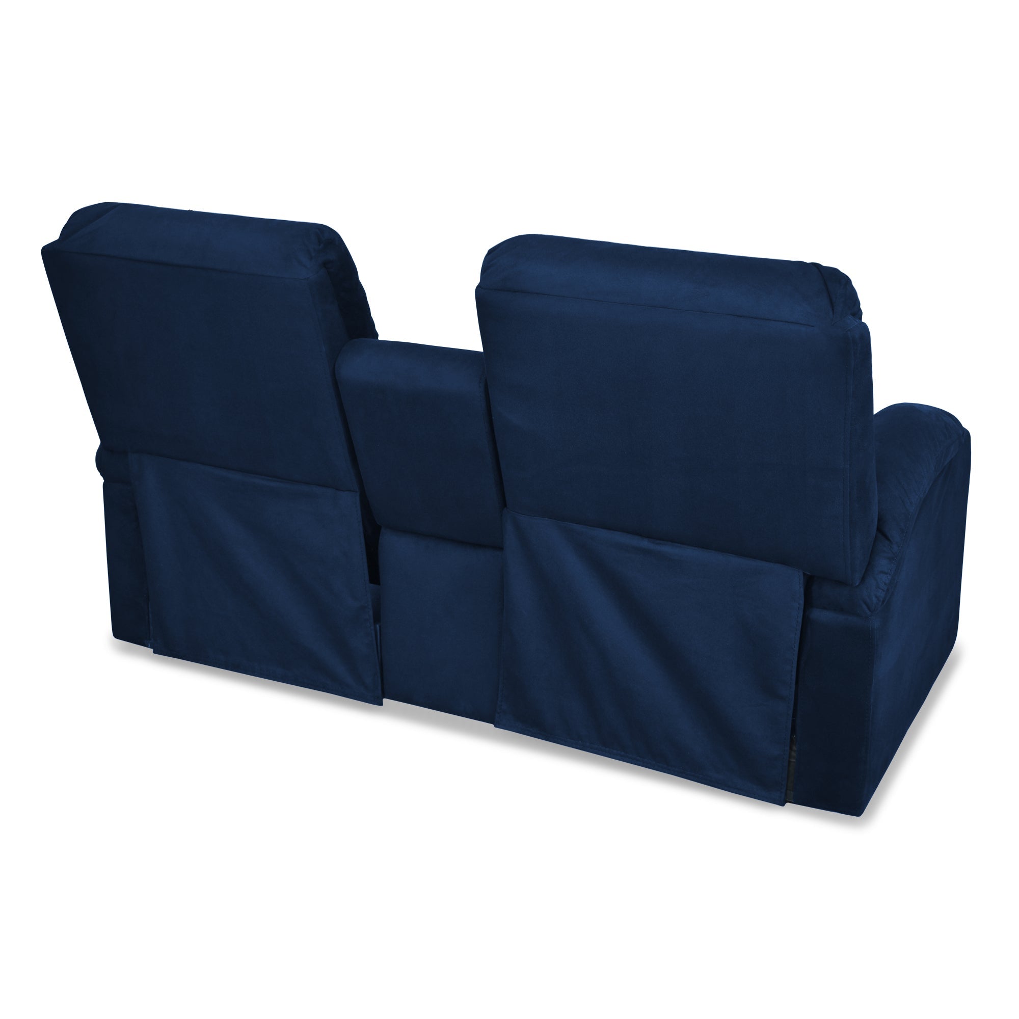 Sofa reclinable amber 2p consola microfibra azul