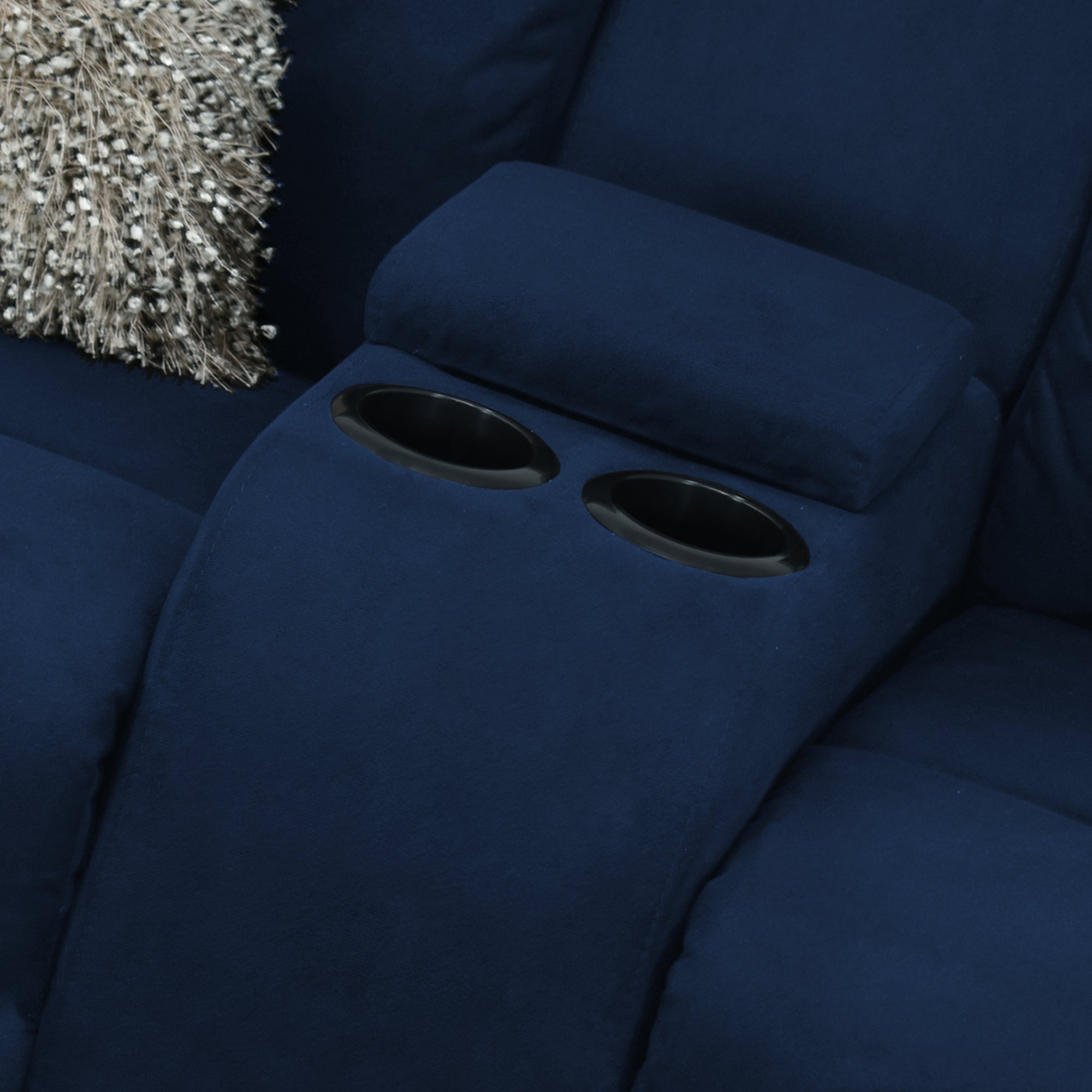 Sofa reclinable amber 2p consola microfibra azul