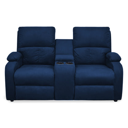 SOFA RECLINABLE AMBER  2P CONSOLA MICROFIBRA AZUL