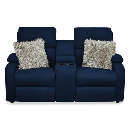 SOFA RECLINABLE AMBER  2P CONSOLA MICROFIBRA AZUL