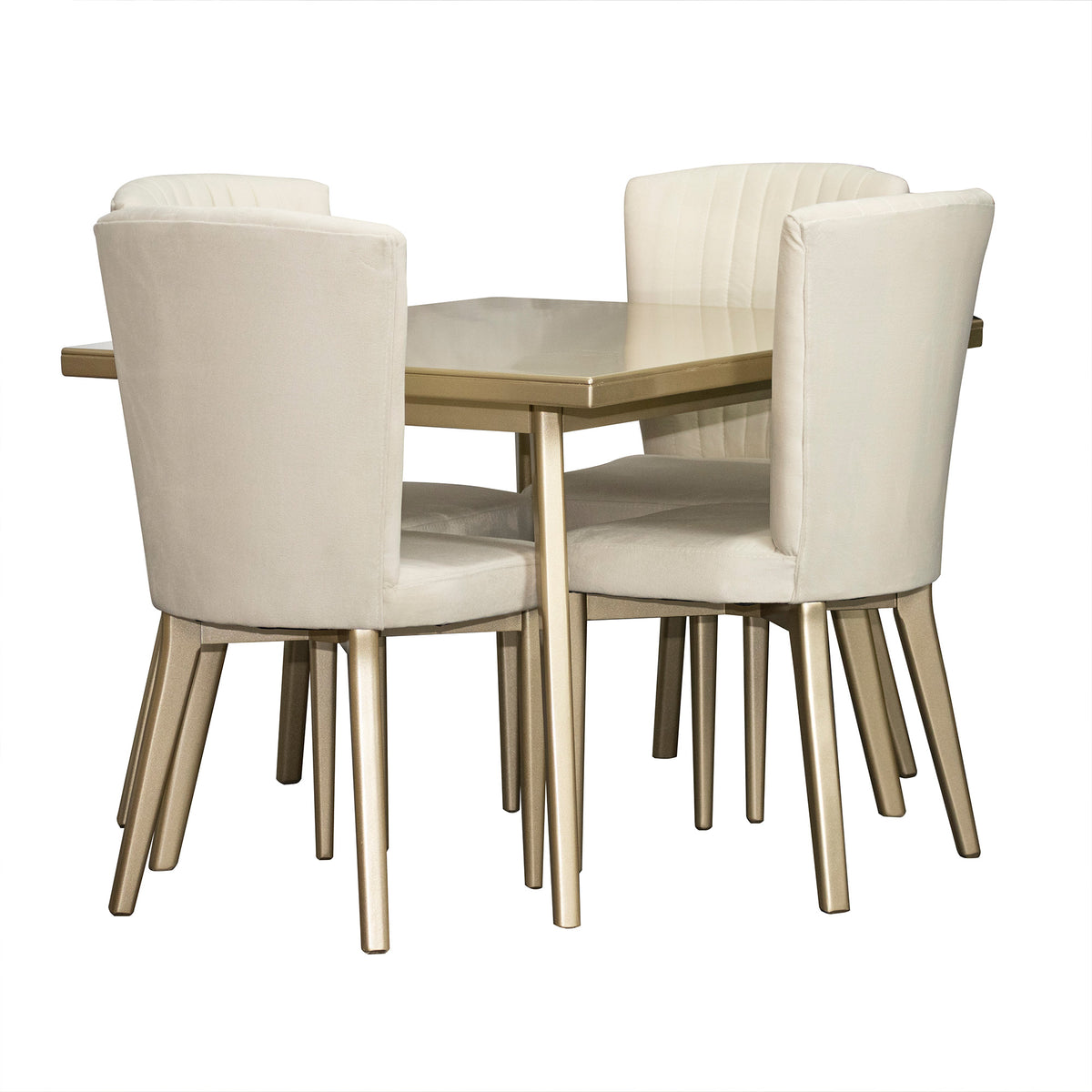 Comedor 4 puestos regina champaña-champaña microfibra crudo