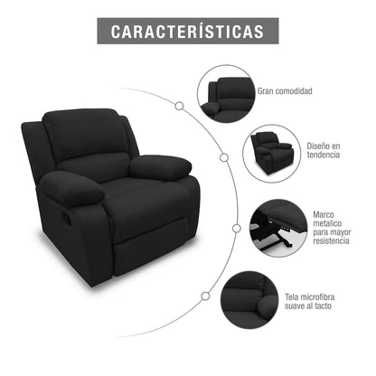 Reclinable Sull estática Microfibra negro