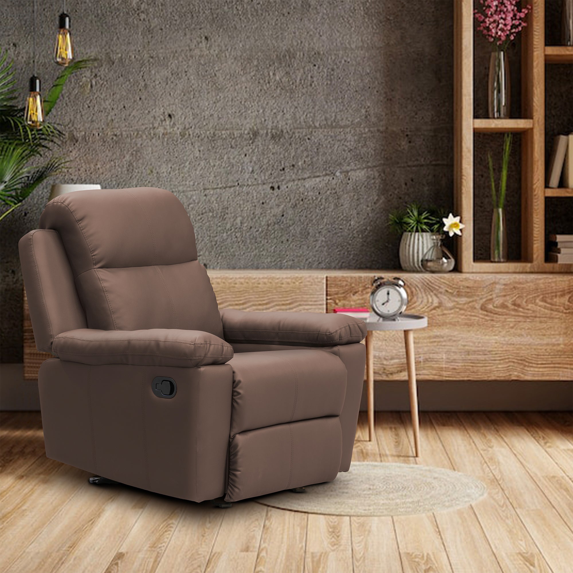 Silla reclinable estática marsella mecedora en sintético chocolate