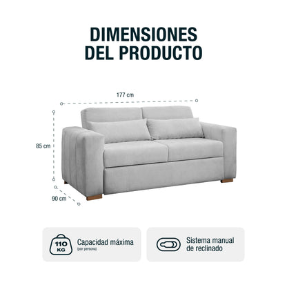 Sofá cama Olwen 1.40 Microfibra Alumino