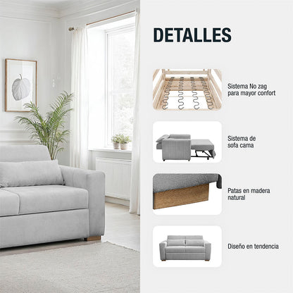 Sofá cama Olwen 1.60 Microfibra Alumino