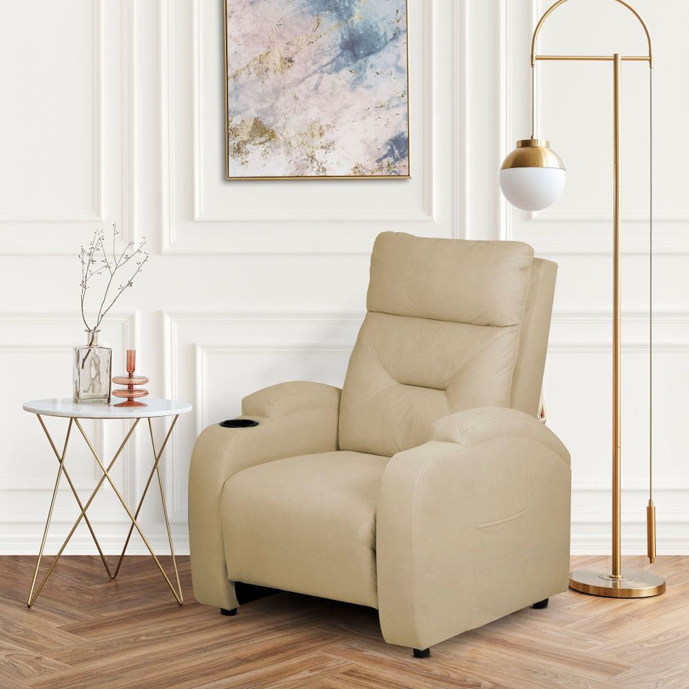 SILLA RECLINABLE LOGAN 1 PUESTO ESTATICO TIPO SINTETICO CAMEL