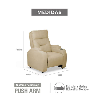 SILLA RECLINABLE LOGAN 1 PUESTO ESTATICO TIPO SINTETICO CAMEL